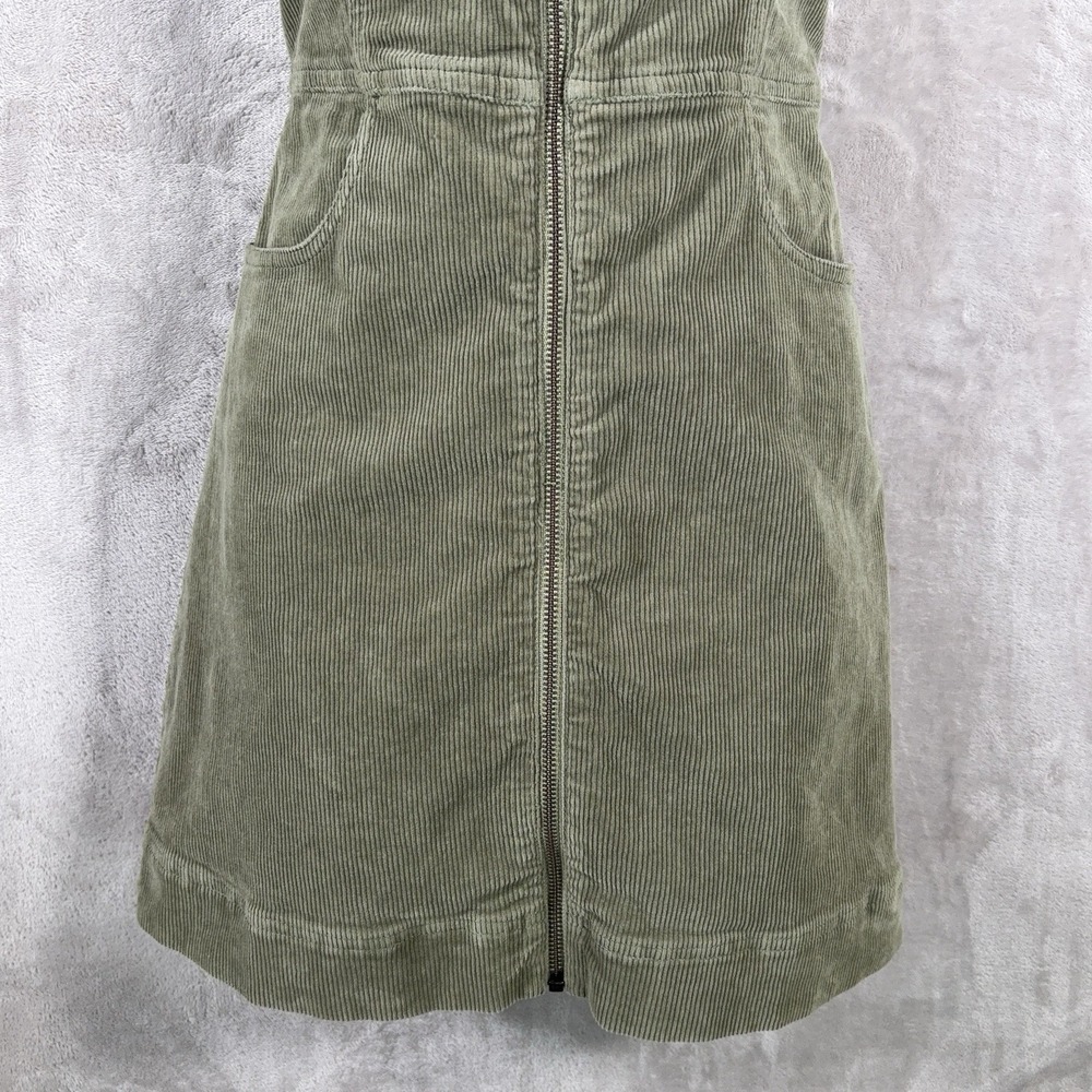 Alice + Olivia Renita Corduroy Mini Dress Womens 4 Sage Green Zip Front Pinafore - Picture 4 of 11